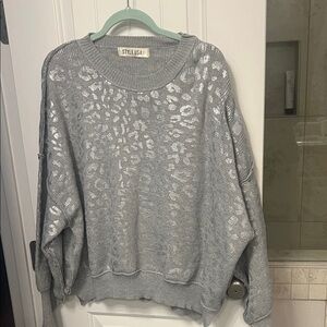 Silver Leopard Print Sweater